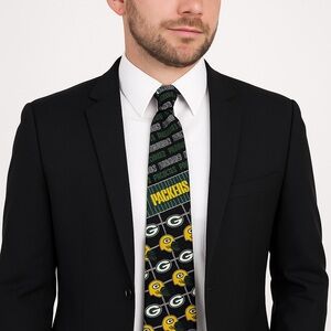 Green Bay Packers Silk Novelty Business Neck Tie NFL Football Print Made in USA